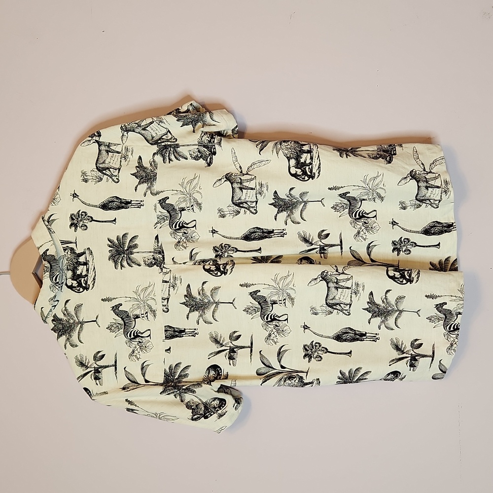 JANE & DELANCEY Linen Blend Tropical Safari Print Shirt Blouse, size S - Picture 2 of 8
